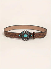 Load image into Gallery viewer, Boho Chic Flower Buckle Belt – Vintage Faux-Leather Waistband for Festive to Casual Outfits for Women