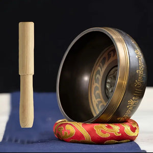 1 Set Authentic Bronze Singing Bowl - Handmade in Nepal for Yoga & Meditation - Experience Soothing Enchanting Tones