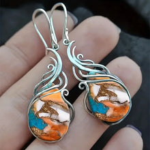 Load image into Gallery viewer, Exquisite Bohemian Dangle Earrings - Retro Iron Needle, Resin Mosaic, Plated White K Alloy