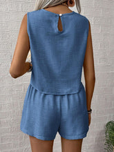 Load image into Gallery viewer, Round Neck Sleeveless Top and Shorts Set in 5 Colors