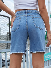 Load image into Gallery viewer, Distressed Raw Hem Denim Shorts