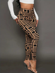 Vibrant Geo Print High Waist Skinny Leggings - Stretchy, Comfortable, and Flattering for Everyday Wear