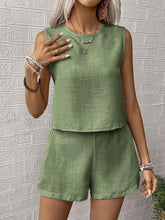 Load image into Gallery viewer, Round Neck Sleeveless Top and Shorts Set in 5 Colors