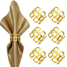 Load image into Gallery viewer, Pack of 6 Golden Iron Napkin Ring Set - Elevate Table Settings with a Luxurious Circle Design