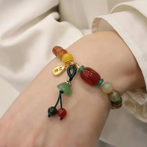 Ethnic Style Lotus Pod Charm Beaded Bracelet - Fashionable Autumn Winter Jewelry for Trendsetters