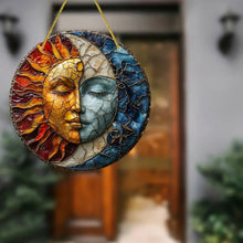 Load image into Gallery viewer, 1pc, Sun and Moon God, Yin and Yang Aesthetic Art, Sun catcher, Sunshade, Stained window hanging