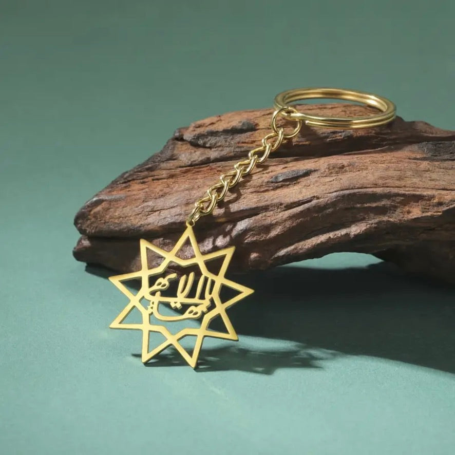 Stainless Steel Keychain With Nine-pointed Star Keychain, Symbol Lette ...