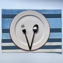 Load image into Gallery viewer, Special Sale! Chic Plate Mats for Your Dining Room, Richmond - Pack of 4 Beautiful Cut Velvet One-Side Placemats - Color: Indigo