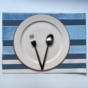 Special Sale! Chic Plate Mats for Your Dining Room, Richmond - Pack of 4 Beautiful Cut Velvet One-Side Placemats - Color: Indigo