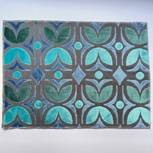 Load image into Gallery viewer, Unique Plate Mats for Your Home, Santa Fe - Packs of 4 Beautiful Cut Velvet One-Side Placemats - Color: Blue Green