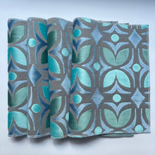 Load image into Gallery viewer, Unique Plate Mats for Your Home, Santa Fe - Packs of 4 Beautiful Cut Velvet One-Side Placemats - Color: Blue Green