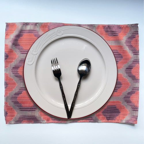 Elegant Plate Mats for Your Dining Room, Pandora - Pack of 4 Beautiful Jacquard IKAT Honey Comb Pattern Light-Weight Placemats - Color: Orange