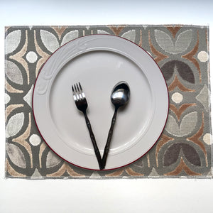 Unique Plate Mats for Your Home, Santa Fe - Packs of 4 Beautiful Cut Velvet One-Side Placemats - Color:Beach