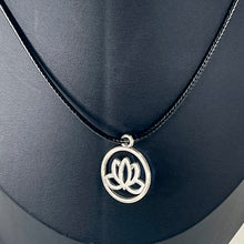 Load image into Gallery viewer, Stainless Steel Lotus Pendant Necklace - Elegant Unisex Jewelry Gift with Durable Construction + Black String