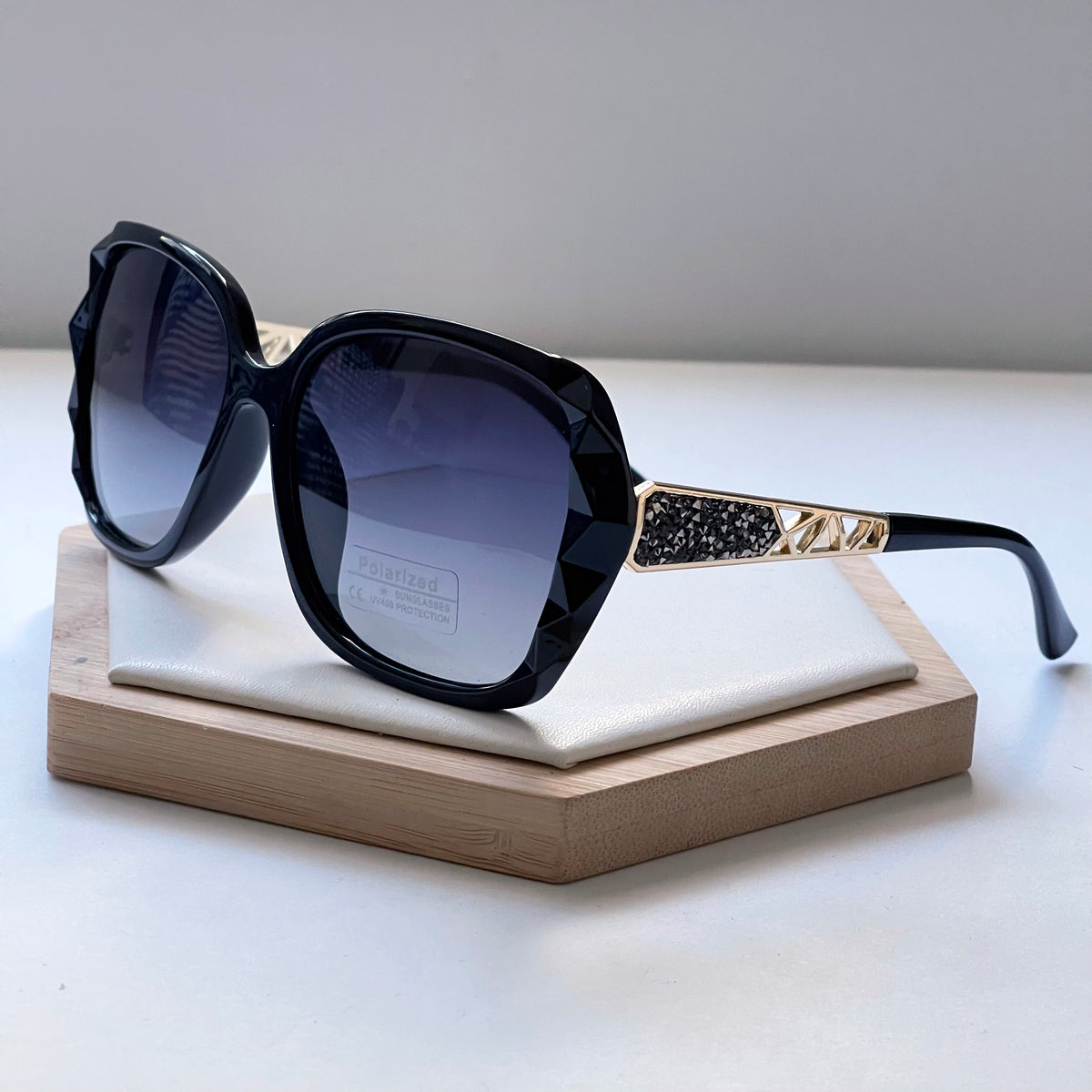 Elegant Women Polarized Oversized Sunglasses Shiny Composite  display picture 3