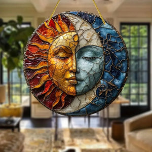 1pc, Sun and Moon God, Yin and Yang Aesthetic Art, Sun catcher, Sunshade, Stained window hanging