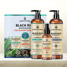 Load image into Gallery viewer, Rosemary Black Rice Water Hair Growth System Kit - Shampoo, Conditioner and Leave-in Serum