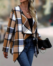 Load image into Gallery viewer, Plaid Print Open Front Jacket, Women&#39;s Clothing Best Price