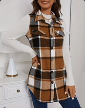 Load image into Gallery viewer, Women&#39;s Plaid Sleeveless Vest - Casual Button Front Collar Vest