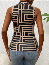 Load image into Gallery viewer, Geo Print Tank Top - Chic Mock Neck, Sleeveless &amp; Breathable - For Women - Size: S &amp; M