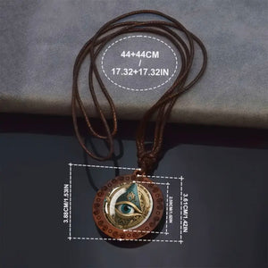 Elegant Fashion Evil's Eye Pattern Glass Wooden Pendant Necklace - Unisex