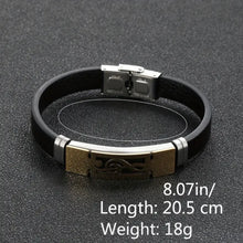 Load image into Gallery viewer, Fashion Stainless Steel Music Symbol PU Leather Bracelet, Men&#39;s Hip Hop Bangle Wristband Jewelry Gift