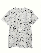 Load image into Gallery viewer, Musical Notes Print Crew Neck T-Shirt, Casual Short Sleeve Top For Spring &amp; Summer, Women&#39;s Clothing