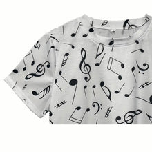 Load image into Gallery viewer, Musical Notes Print Crew Neck T-Shirt, Casual Short Sleeve Top For Spring &amp; Summer, Women&#39;s Clothing