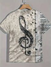 Load image into Gallery viewer, Men&#39;s Music Themed Note And Piano Keyboard Pattern Print T-shirt With Crew Neck And Short Sleeve, Casual And Stylish Tops