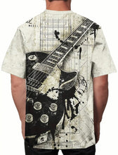 Load image into Gallery viewer, Men&#39;s Guitar Print T-shirt, Casual Short Sleeve Crew Neck Tee, Men&#39;s Clothing