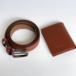 Handmade Real Leather Belt & Wallet Set with Gift Box – The Ultimate Official Gift for Men - Light Brown