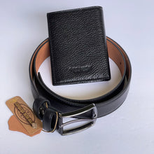 Load image into Gallery viewer, Handmade Real Leather Belt &amp; Wallet Set with Gift Box – The Ultimate Official Gift for Men - Black