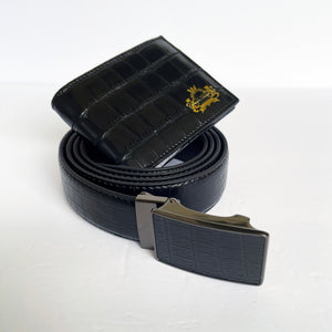 Handmade Leather Belt & Wallet Set with Gift Box – The Ultimate Official Gift for Men - Black