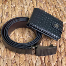 Load image into Gallery viewer, Handmade Leather Belt &amp; Wallet Set with Gift Box – The Ultimate Official Gift for Men - Black