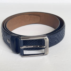 Handmade Genuine Leather Belt - Snake Skin Pattern – The Ultimate Official Gift for Men- Color: Dark Blue