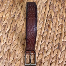 Load image into Gallery viewer, Handmade Genuine Leather Belt - Snake Skin Pattern – The Ultimate Official Gift for Men- Color: Dark Brown