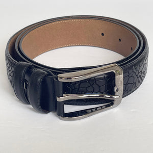 Handmade Genuine Leather Belt - Chameleon Skin Pattern – The Ultimate Official Gift for Men- Color: Dark Blue