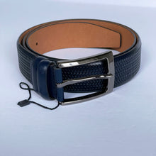 Load image into Gallery viewer, Handmade Genuine Leather Belt - Woven Pattern – The Ultimate Official Gift for Men- Color: Dark Blue