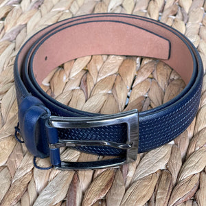 Handmade Genuine Leather Belt - Woven Pattern – The Ultimate Official Gift for Men- Color: Dark Blue