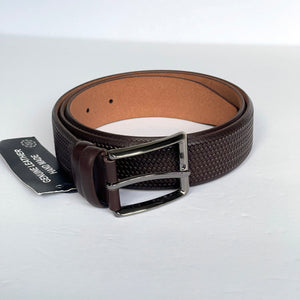 Handmade Genuine Leather Belt - Woven Pattern – The Ultimate Official Gift for Men- Color: Dark Brown