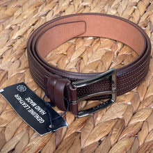 Load image into Gallery viewer, Handmade Genuine Leather Belt - Woven Pattern – The Ultimate Official Gift for Men- Color: Dark Brown