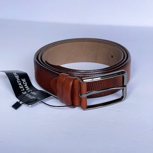 Handmade Genuine Leather Belt - Baby Chameleon Pattern – The Ultimate Official Gift for Men- Color: Brick Brown