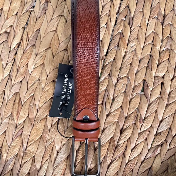 Handmade Genuine Leather Belt - Baby Chameleon Pattern – The Ultimate Official Gift for Men- Color: Brick Brown