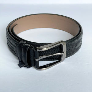 Handmade Genuine Leather Belt - Woven Pattern – The Ultimate Official Gift for Men- Color: Black