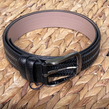 Load image into Gallery viewer, Handmade Genuine Leather Belt - Woven Pattern – The Ultimate Official Gift for Men- Color: Black