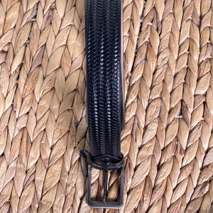 Handmade Genuine Leather Belt - Woven Pattern – The Ultimate Official Gift for Men- Color: Black