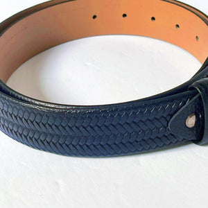 Handmade Genuine Leather Belt , Zig-Zag Pattern – The Ultimate Official Gift for Men- Color: Dark Blue