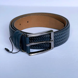 Handmade Genuine Leather Belt , Zig-Zag Pattern – The Ultimate Official Gift for Men- Color: Dark Blue