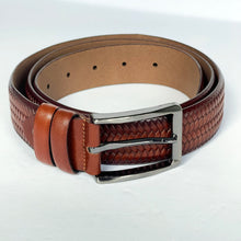 Load image into Gallery viewer, Handmade Genuine Leather Belt , Woven Pattern – The Ultimate Official Gift for Men- Color: Brick Brown