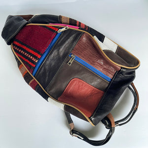 Unisex Leather Bag Pack for Children and Young Students with a Woven Special Pattern